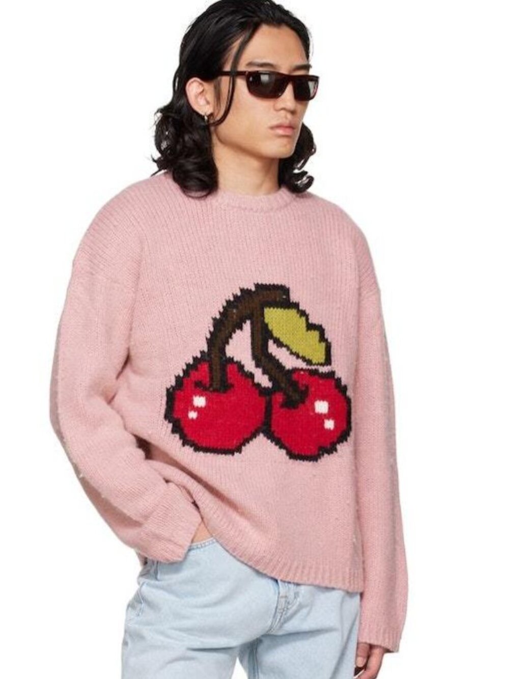 Our Legacy Pink Cherry Graphic Oversized Sweater